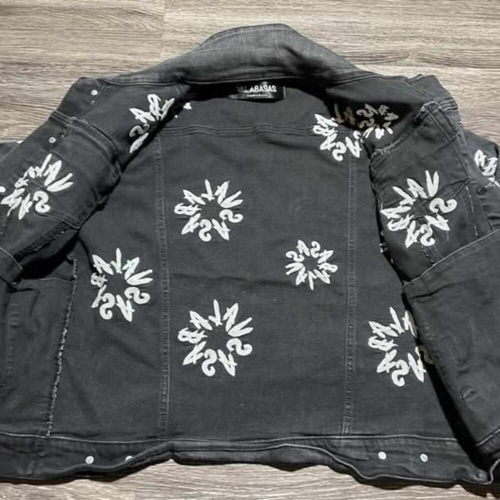 Valabasa Black Denim Jacket Womens Medium Embellished Embroidery - Picture 4 of 10